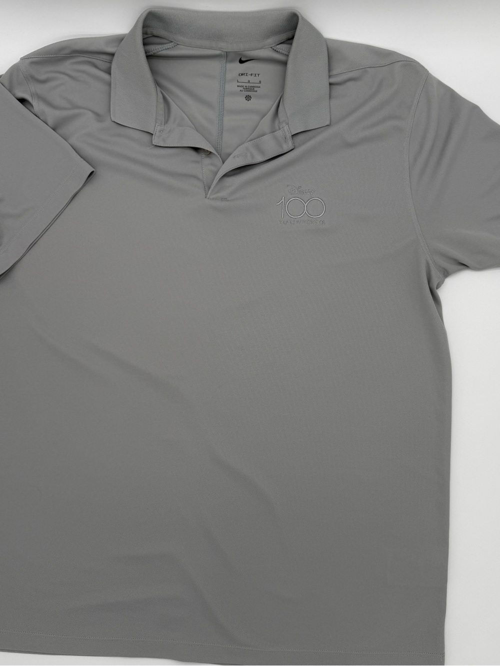 Nike Golf Dri-Fit Disney 100 Years Polo Shirt Men's Large Grey Performance Tech